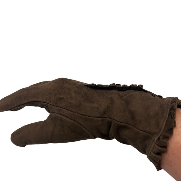 Lauren Ralph Lauren Leather Gloves Size Medium Brown Suede - Picture 5 of 10